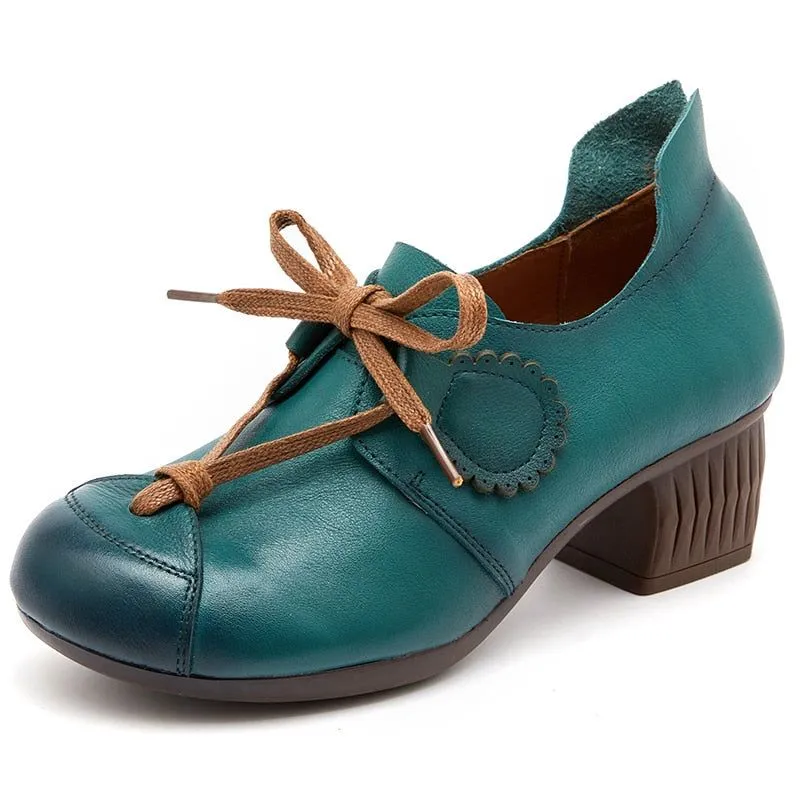 Retro Pumps Leather Comfortable Soft Handmade Women's Casual Shoes GCSZXC17