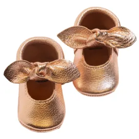 Rose Gold Knotted Bow Baby Shoe